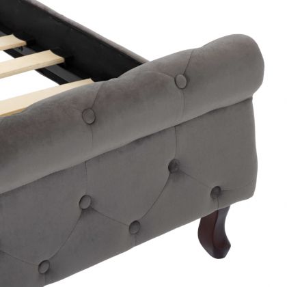 Рамка за легло, сива, кадифе, 140x200 см