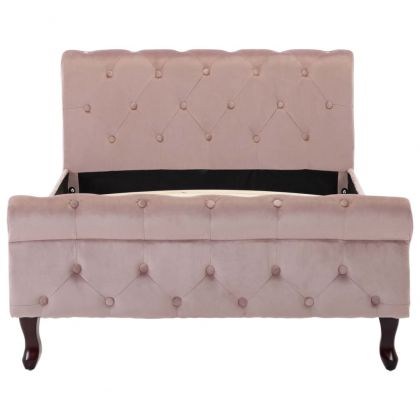 Рамка за легло, розова, кадифе, 100x200 см