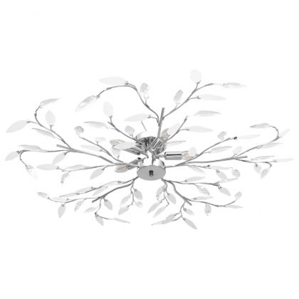 Лампа за таван с акрилни кристални листа за 5 крушки E14 бяла