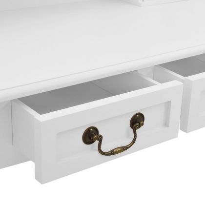 Комплект тоалетка с табуретка, бял, 80x69x141 см, пауловния