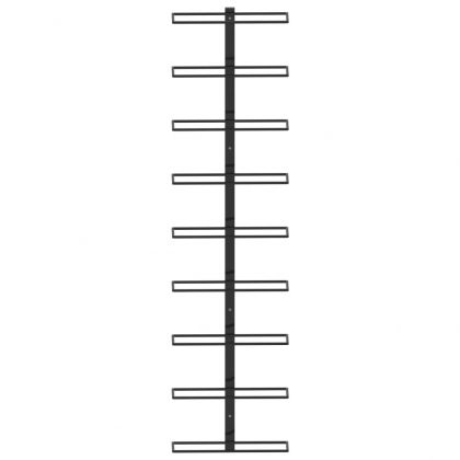 Стойка за вино за 9 бутилки, стенен монтаж, черна, желязо