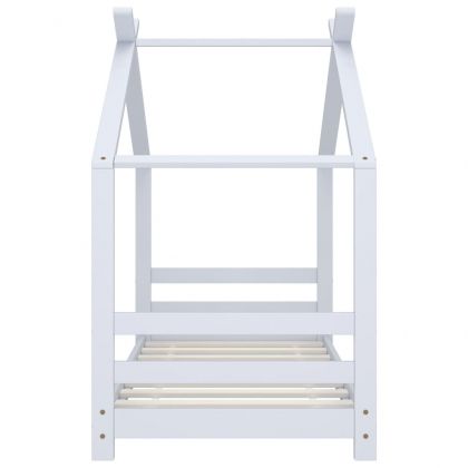 Рамка за детско легло, бяла, борово дърво масив, 70x140 см