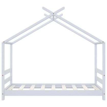 Рамка за детско легло, бяла, борово дърво масив, 70x140 см