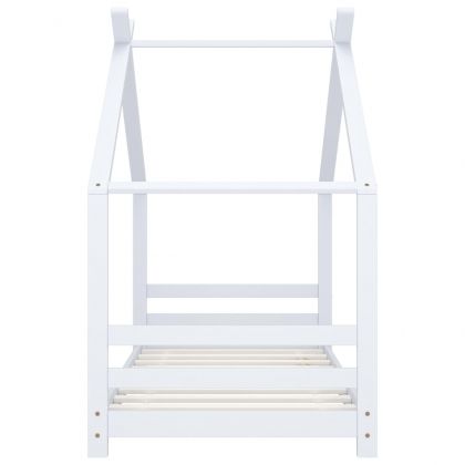 Рамка за детско легло, бяла, борово дърво масив, 80x160 см