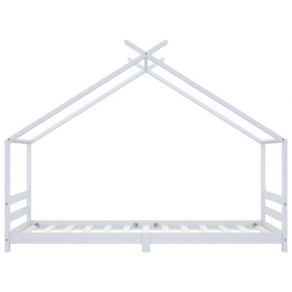 Рамка за детско легло, бяла, бор масив, 90х200 см