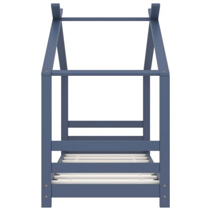 Рамка за детско легло, сива, борово дърво масив, 70x140 см