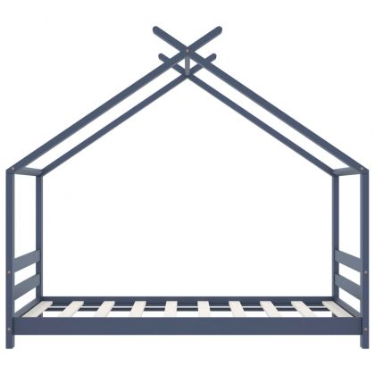 Рамка за детско легло, сива, борово дърво масив, 80x160 см