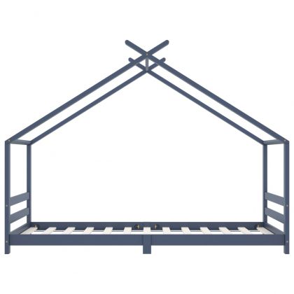 Рамка за детско легло, сива, борово дърво масив, 90х200 см