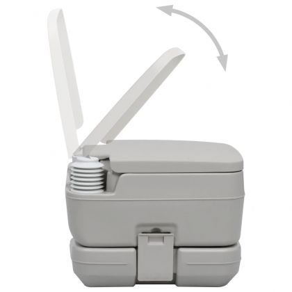 Преносима тоалетна за къмпинг, сива, 10 + 10 л