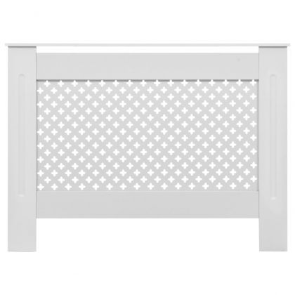 Паравани за радиатори, 2 бр, бели, 112x19x81,5 см, МДФ