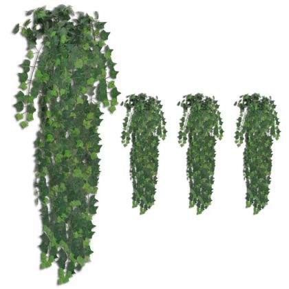 Изкуствени храсти бръшлян, 4 бр, зелени, 90 см