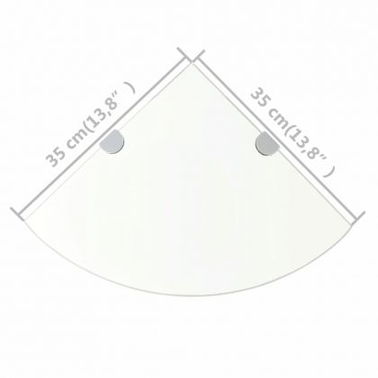 Ъглови рафтове, 2 бр, прозрачно стъкло с държачи хром, 35x35 см