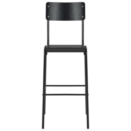 Бар табуретки, 4 бр, черни, твърд шперплат, стомана