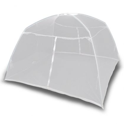 Палатка за къмпинг, 200x120x130 см, фибростъкло, бяла