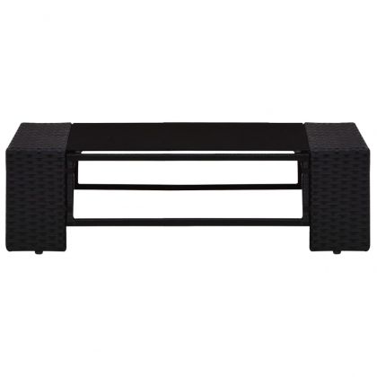 Градински комплект, 6 части, полиратан, черен