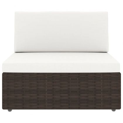 Градински лаундж комплект, 10 части, кафяв полиратан