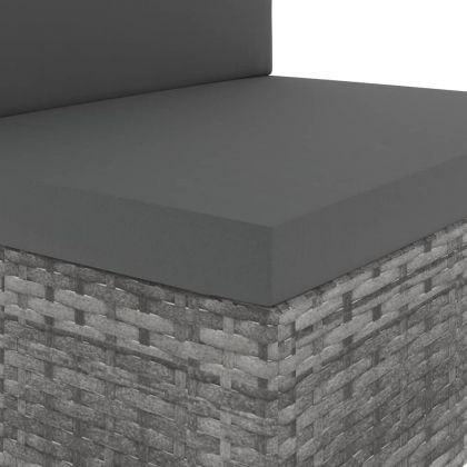 Градински лаундж комплект, 4 части, полиратан, сив