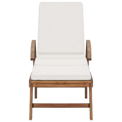 Шезлонги с шалтета, 2 бр, тиково дърво масив, кремави