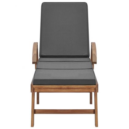 Шезлонги с шалтета, 2 бр, тиково дърво масив, тъмносиви