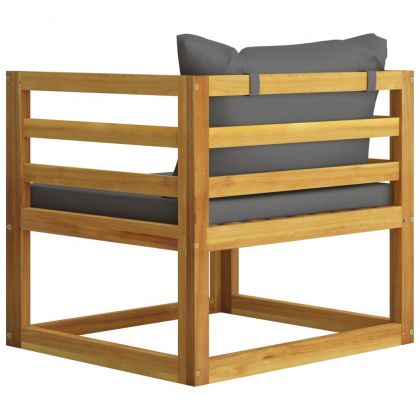 Градински лаундж комплект с възглавници, 5 части, акация масив