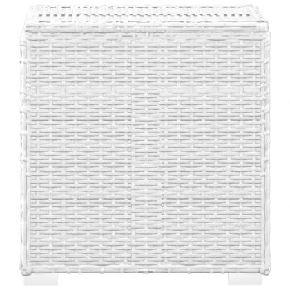 Градински шезлонги с маса за чай, 3 части, полиратан, бели