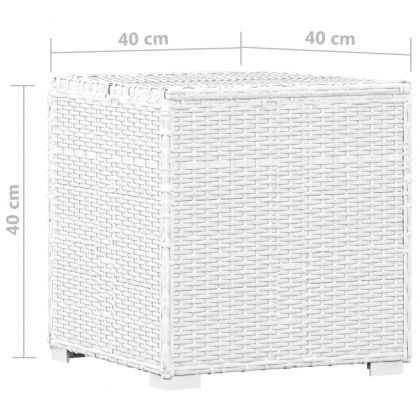 Градински шезлонги с маса за чай, 3 части, полиратан, бели
