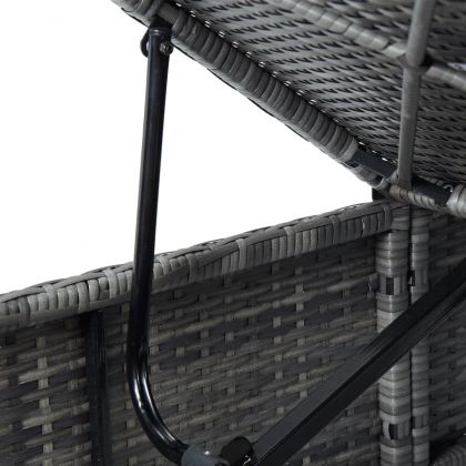 Градински шезлонги с маса за чай, 3 части, полиратан, сиви