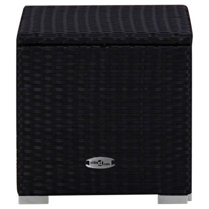 Градински шезлонги с маса за чай, 3 части, полиратан, черни