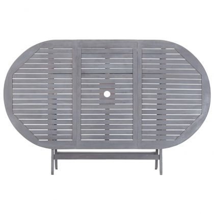 Градински трапезен комплект, 7 части, акация масив, сив