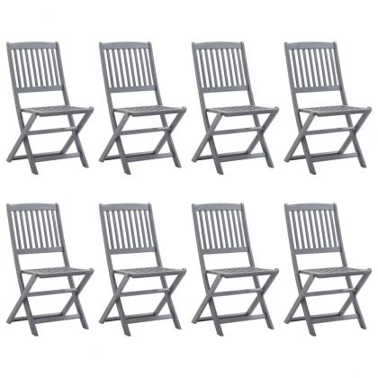 Градински трапезен комплект, 9 части, акация масив, сив