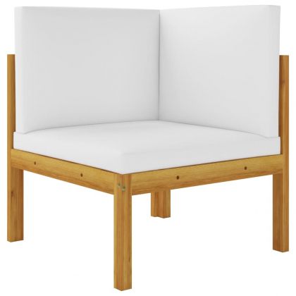 Градински комплект с възглавници, 8 части, кремаво дърво, акация и въже