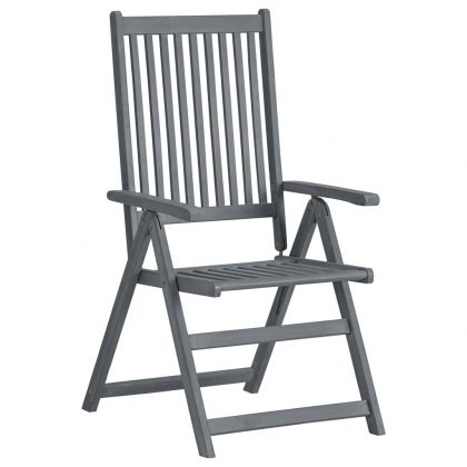 Градински комплект за хранене от 5 части (150-200) x 100 см, масивна акациева дървесина, сив