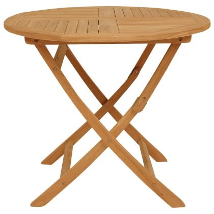 Градински трапезен комплект, 5 части, тиково дърво масив