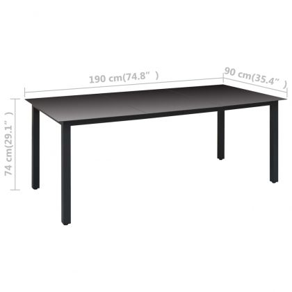 Градински трапезен комплект, 7 части, черен