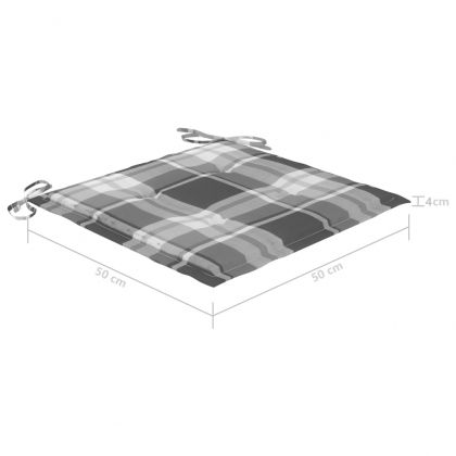 Градински столове с възглавници, 4 бр, сиви, акация масив