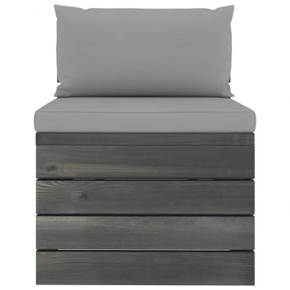 Градински мебели от палети 2 части с възглавници бор масив