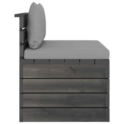 Градински мебели от палети 2 части с възглавници бор масив