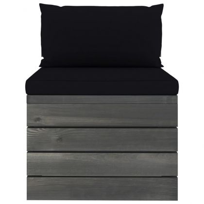 Градински мебели от палети 2 части с възглавници бор масив