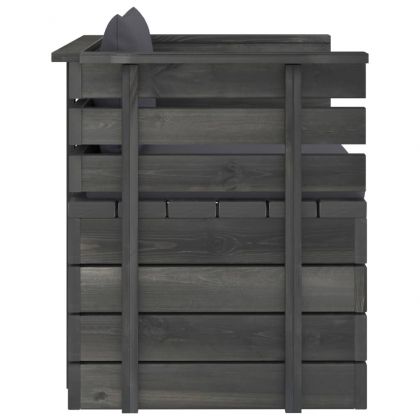 Градински фотьойл с възглавници, борова дървесина