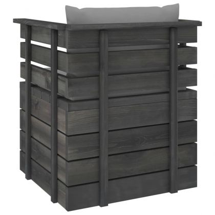 Градински фотьойл с възглавници, борова дървесина