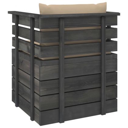 Градински фотьойл с възглавници, борова дървесина