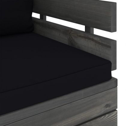 Градински фотьойл с възглавници, борова дървесина