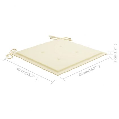 Градински столове с кремави възглавници 3 бр тиково дърво масив