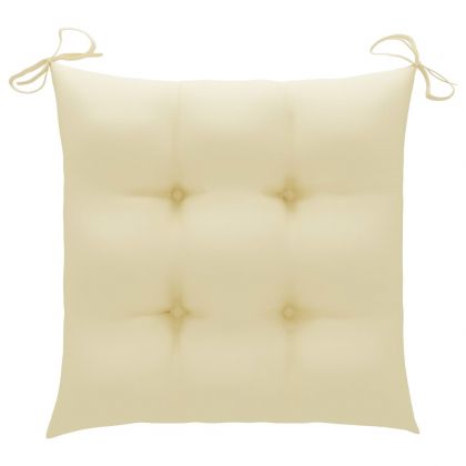 Градински столове с кремавобели възглавници 3 бр тик масив