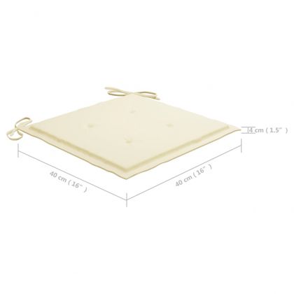 Градински столове с кремави възглавници 4 бр тиково дърво масив