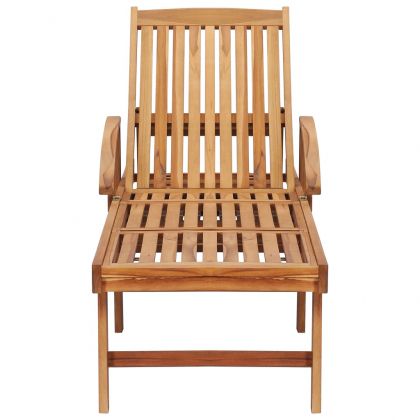 Шезлонг с масичка и шалте, тиково дърво масив