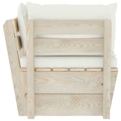 Градински палетен ъглов диван с възглавници, импрегниран смърч