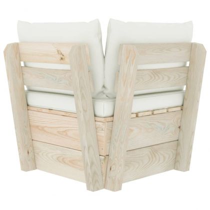 Градински палетен ъглов диван с възглавници, импрегниран смърч