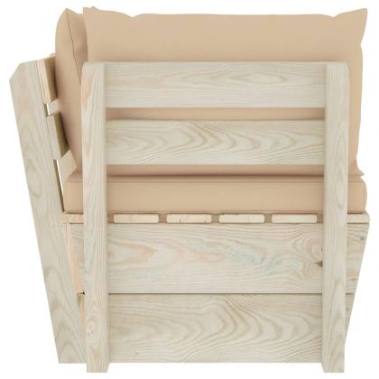 Градински палетен ъглов диван с възглавници, импрегниран смърч