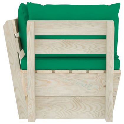 Градински палетен ъглов диван с възглавници, импрегниран смърч